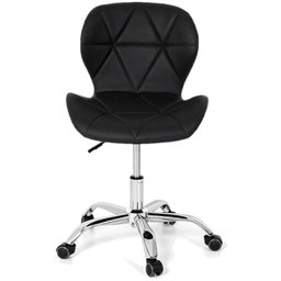 Cadeira Slim Office Estofada Base Giratória Cromada - Preto - 3
