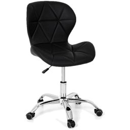 Cadeira Slim Office Estofada Base Giratória Cromada - Preto - 1