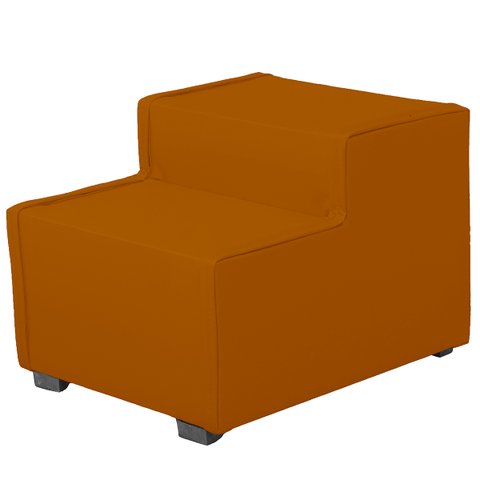 Escada Estofada 2 Degraus para Cachorro Gato e Maca de Estetica Suede Terra Cota