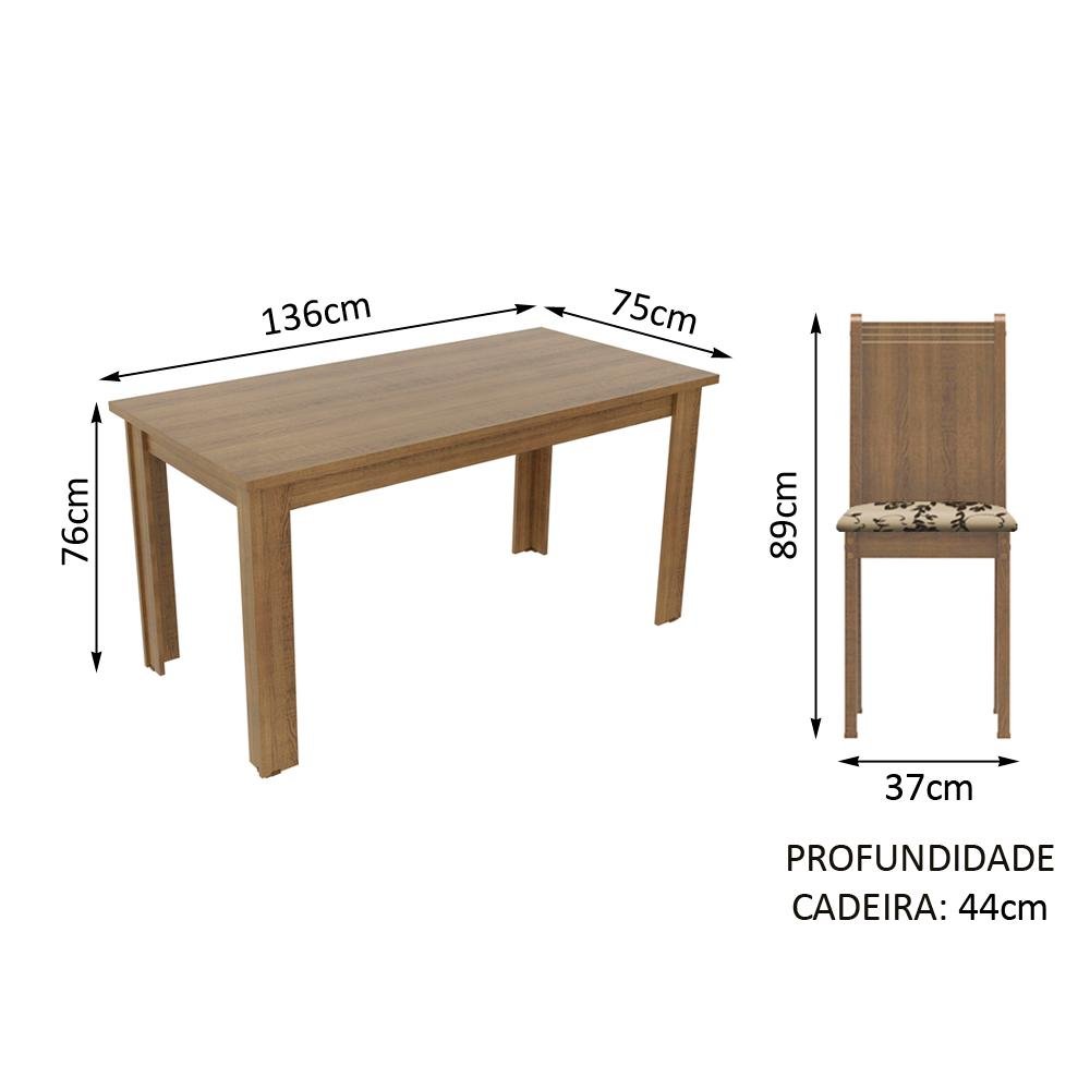 Conjunto Sala de Jantar Madesa Analu Mesa Tampo de Madeira com 6 Cadeiras - 4