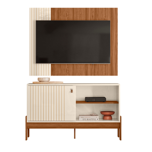 Rack e Painel Sala para Tv até 50 Polegadas Wood:cinamomo Mel/ Off White