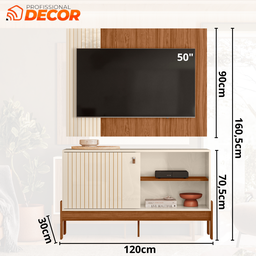 Rack e Painel Sala para Tv até 50 Polegadas Wood:cinamomo Mel/ Off White - 2