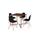 Ver imagem 2 de Mesa Industrial Base Ferro Cobre em V Tampo 90x90 Amendoa 4 Cadeiras Eames Ferro Assento Preto