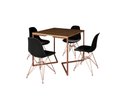 Ver imagem 2 de Mesa Industrial Base Ferro Cobre em V Tampo 90x90 Amendoa 4 Cadeiras Eames Ferro Assento Preto