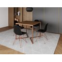 Ver imagem 1 de Mesa Industrial Base Ferro Cobre em V Tampo 90x90 Amendoa 4 Cadeiras Eames Ferro Assento Preto