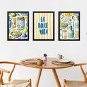 Ver imagem 1 de Kit 3 Quadros Cozinha Italiana - La Dolce Vita 33x24cm:moldura Preta