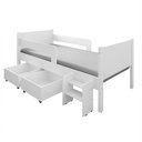 Ver imagem 5 de Conjunto Cama Infantil Luna Plus 2 Baús e Escada + Cômoda Londres 6 Gavetas Nature/off-white