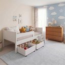 Ver imagem 1 de Conjunto Cama Infantil Luna Plus 2 Baús e Escada + Cômoda Londres 6 Gavetas Nature/off-white