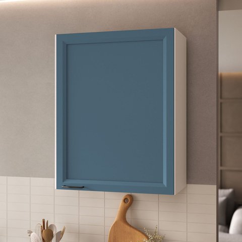 Armário Aéreo 1 Porta 60cm Soho CabeCasa MadeiraOriginals Branco/Azul