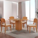 Ver imagem 1 de Mesa de Jantar Eloise 90cm Tampo Mdf Laminado com 4 Cadeiras Copper Moderna Mobília