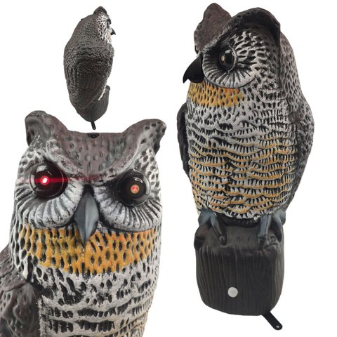 Coruja Solar Acende Olhos Faz Barulho Sensor Movimento Afasta Animais Pombo Escorpiao Cobra Esquilo