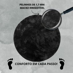 Tapete Macio Peludo 1,00m Redondo Preto Black - 6