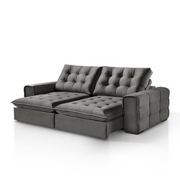 Sofá Retrátil e Reclinável Galliano 2,90m - Fortbello Estofados:cinza - 3