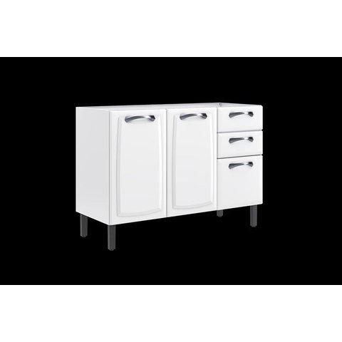 Balcão de Cozinha Aço 3 Portas 2 Gavetas New Premium Branco Itatiaia