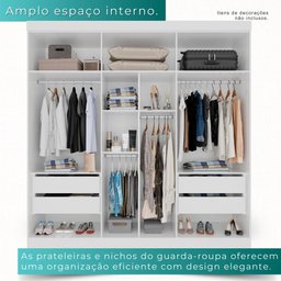 Guarda-roupa Casal 6 Portas 4 Gavetas Roma - Mais Móveis Neve - 4