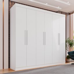Guarda-roupa Casal 6 Portas 4 Gavetas Roma - Mais Móveis Neve - 2