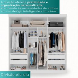 Guarda-roupa Casal 6 Portas 4 Gavetas Roma - Mais Móveis Neve - 5