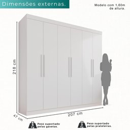 Guarda-roupa Casal 6 Portas 4 Gavetas Roma - Mais Móveis Neve - 3