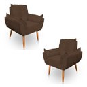 Ver imagem 1 de Kit 2 Poltrona Decorativa Opala Pés Palito Sued Marrom - Kimi Design