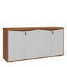 Balcão para Escritório 4 Portas com Chave 2 Prateleiras Freijó/branco - 3