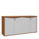 Ver imagem 3 de Balcão para Escritório 4 Portas com Chave 2 Prateleiras Freijó/branco
