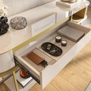 Ver imagem 4 de Aparador Atlanta com Tampo Mdf Usinado Base Mdp 25mm e Pés em Ferro Off White/dourado