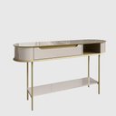 Ver imagem 5 de Aparador Atlanta com Tampo Mdf Usinado Base Mdp 25mm e Pés em Ferro Off White/dourado