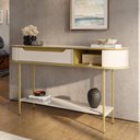 Ver imagem 1 de Aparador Atlanta com Tampo Mdf Usinado Base Mdp 25mm e Pés em Ferro Off White/dourado