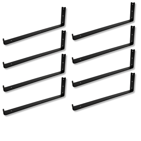 8 Suportes de Parede Cantoneira em L Aço Resistente 35cm para Prateleira Mão Francesa Moderna Preto