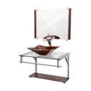 Ver imagem 1 de Gabinete de Vidro 60cm Cuba Retangular Marrom + Torneira Cascata - Dahora