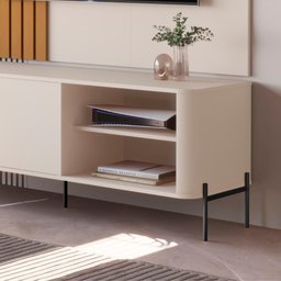 Rack para Tv Tucupí Bancada Off White Preto Jb Bechara - 4
