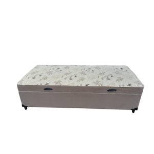 Cama Box Baú Solteiro Conjugado, (com Colchão Acoplado) em Suede Bege