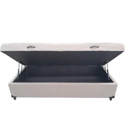 Cama Box Baú Solteiro Conjugado, (com Colchão Acoplado) em Suede Bege - 2