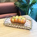 Ver imagem 4 de Cesta para Servir Pães Retangular Bolacha Doces Mesa Aço Cromado Tecido
