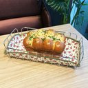 Ver imagem 5 de Cesta para Servir Pães Retangular Bolacha Doces Mesa Aço Cromado Tecido