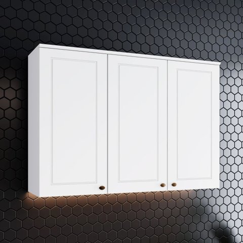Armário Aéreo 120cm 3 Portas Americana Henn - Branco Hp Fosco