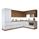 Ver imagem 2 de Cozinha Completa Modulada 9 Peças 11 Portas 8 Gavetas com Rodapé Norten Branco/Nature