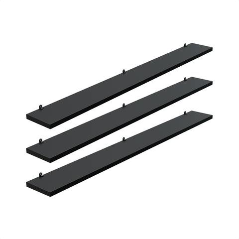 Kit 3 Prateleira Preta 90X10 + Suporte Flutuante Mdf  Organizadora Decoração Cozinha Banheiro Sala