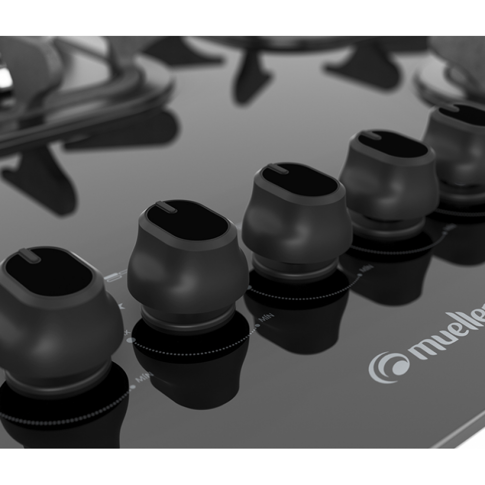 Cooktop Mueller A Gás 5 Bocas Tripla Chama Preto Muller MadeiraMadeira