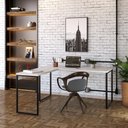 Ver imagem 3 de Mesa Em L Diretor 150X150X75Cm Snow/Est.Preta
