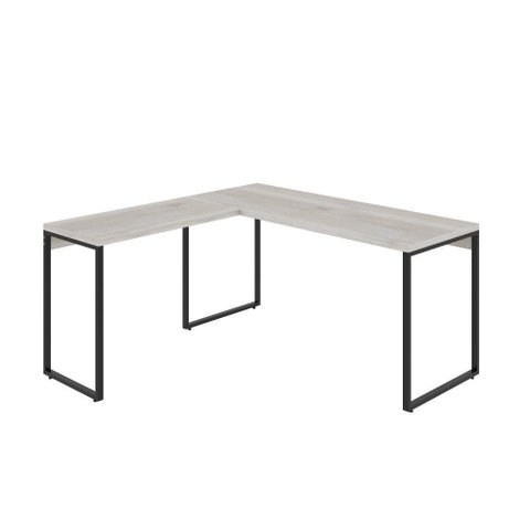 Mesa Em L Diretor 150X150X75Cm Snow/Est.Preta