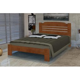 Cama King Size Dubai de Madeira Maciça Angelim Pedra/Tauari Castanho - 1