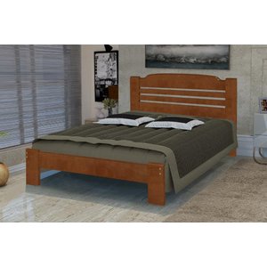 Cama King Size Dubai de Madeira Maciça Angelim Pedra/Tauari Castanho