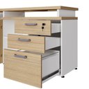 Ver imagem 7 de Mesa L Escritório 1,5m Pé Metal Armário 3 Gavetas 1 Porta F5 Cor:macadâmia com Branco