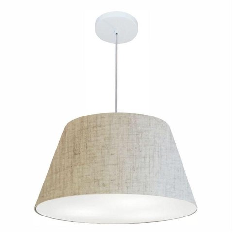 Lustre Pendente Cone Vivare Md-4249 Cúpula em Tecido 30/50x35cm - Bivolt Rustico-bege 127/220v