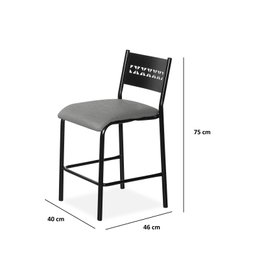 Conjunto Mesa e 2 Banquetas em Aço Preto C/ Tampo MDP Nogal - 3
