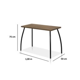 Conjunto Mesa e 2 Banquetas em Aço Preto C/ Tampo MDP Nogal - 2