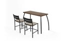 Ver imagem 1 de Conjunto Mesa e 2 Banquetas em Aço Preto C/ Tampo MDP Nogal