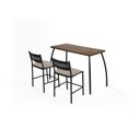 Ver imagem 1 de Conjunto Mesa e 2 Banquetas em Aço Preto C/ Tampo MDP Nogal