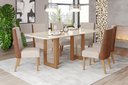 Ver imagem 1 de Mesa de Jantar Yara 200 C. Vidro 6 Cad. Anne Caramelo/linho - Henn